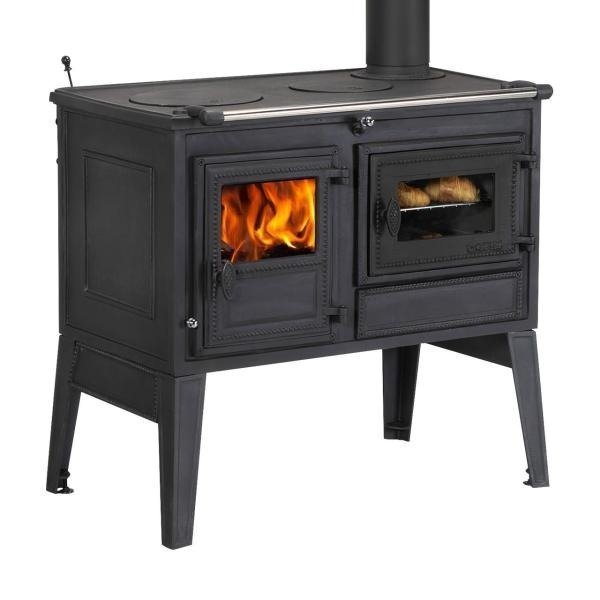 Globe Fire Atlas – Holzherd 7 kW aus Gusseisen mit Backofen &amp;amp; Kochplatten
