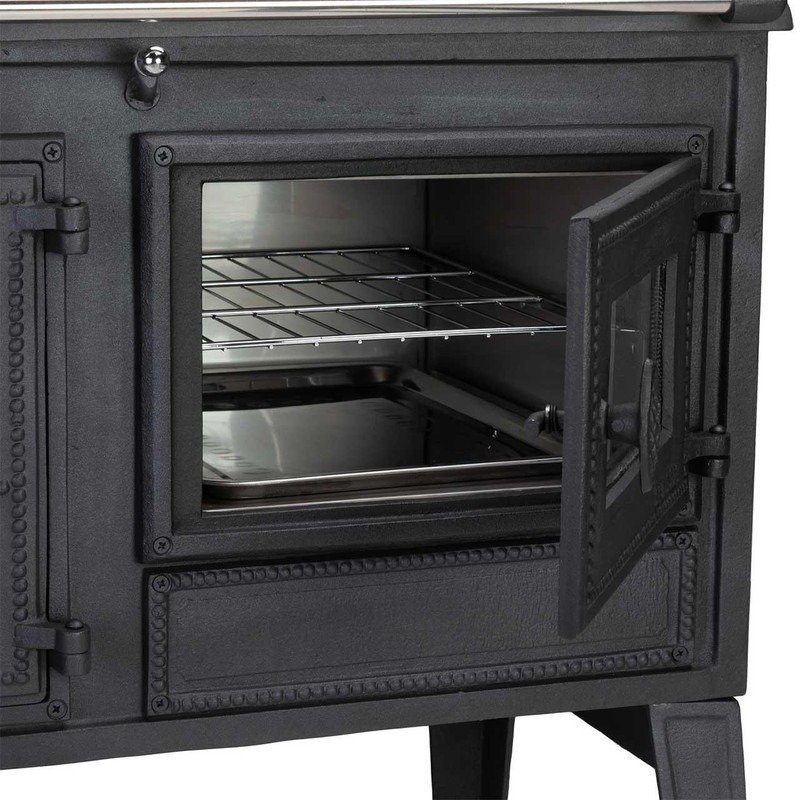 Globe Fire Atlas – Holzherd 7 kW aus Gusseisen mit Backofen &amp;amp; Kochplatten — Foto 3