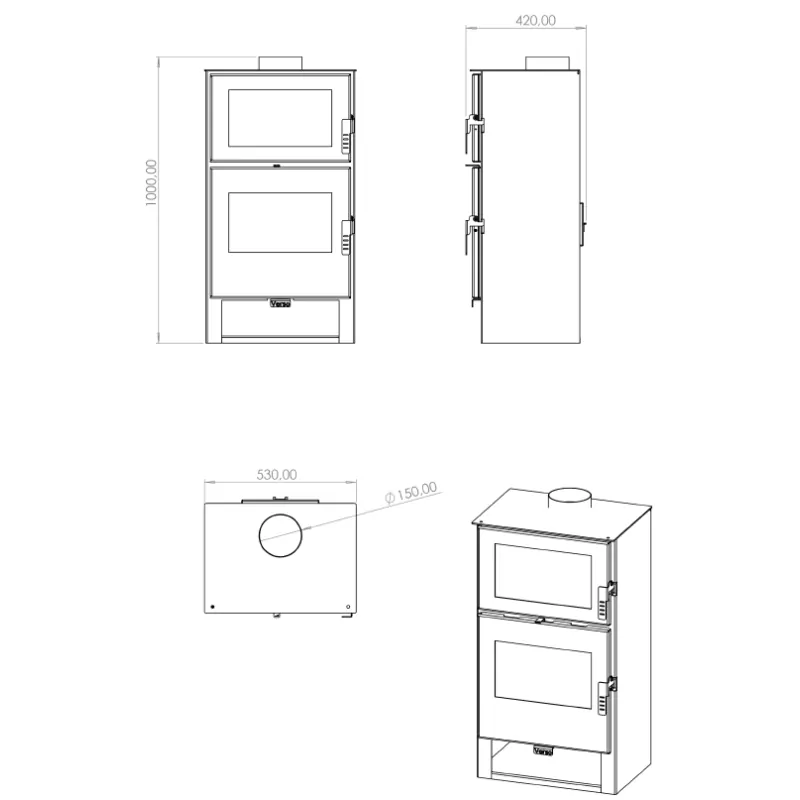 Holzofen mit Carrio Inox-Ofen – 9 kW — Foto 7